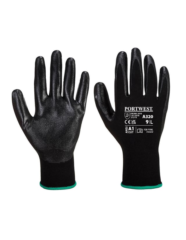 Schwarz Dexti-grip Handschuhe S - Größe 7