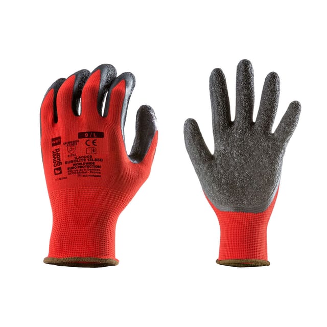 Eurotechnique - Coverguard Eurolite 13l850 Latexbeschichtete Arbeitshandschuhe - - Schwarz / Rot
