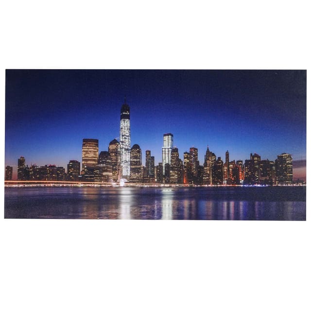 Hhg - Led-bild, Leinwandbild Wandbild Leuchtbild, Timer Mvg-zertifiziert 100x50cm One World Trade Center, Flackernd