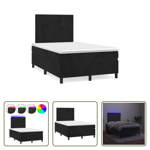 Matratze - Boxspringbett Mit Matratze & Led Schwarz 120x190 Cm Samt