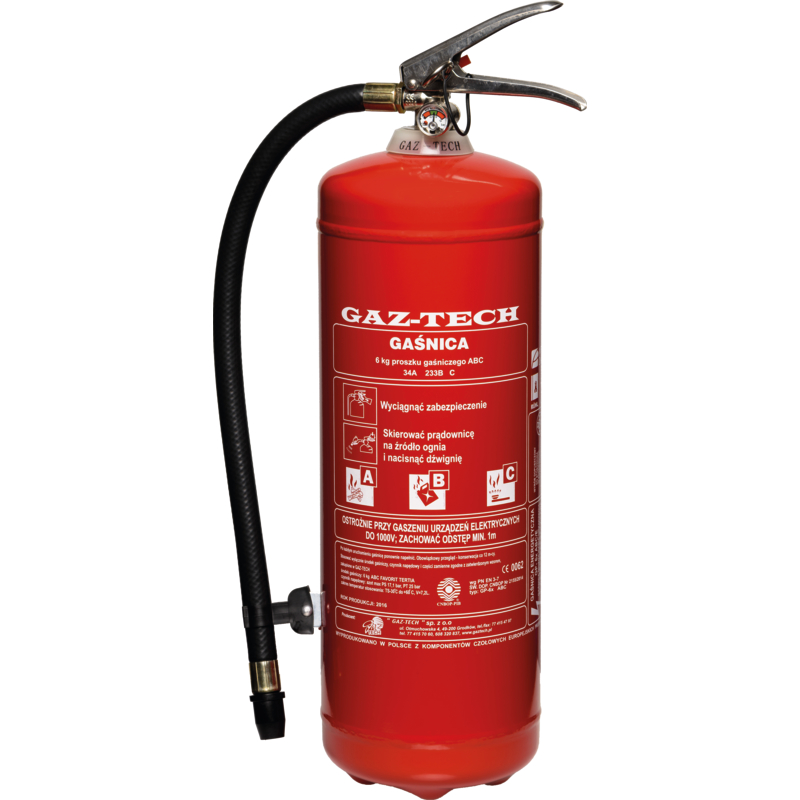 Feuerlöscher Mit Rotem Pulver Und Halterung Gp6 Abc/e 245 Kv 6 Kg Löschmittel