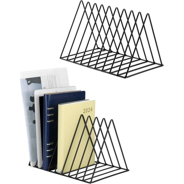2-teiliger Dreieckiger Buchorganizer, Schallplattenaufbewahrung, 9 Fächer, Zeitschriftenständer, Zur Aufbewahrung Von Zeitschriften, Büchern Und Fotoalben