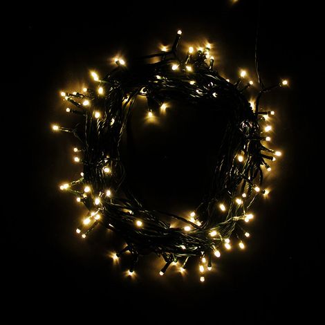 10 M Lange Solar-lichterkette Mit 100 Leds – Grünes Kabel – Warmweiß – Silumen