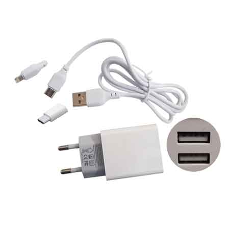 Usb-wandladegerät Mit Ladekabel 2,4a - 2 Usb-anschlüsse
