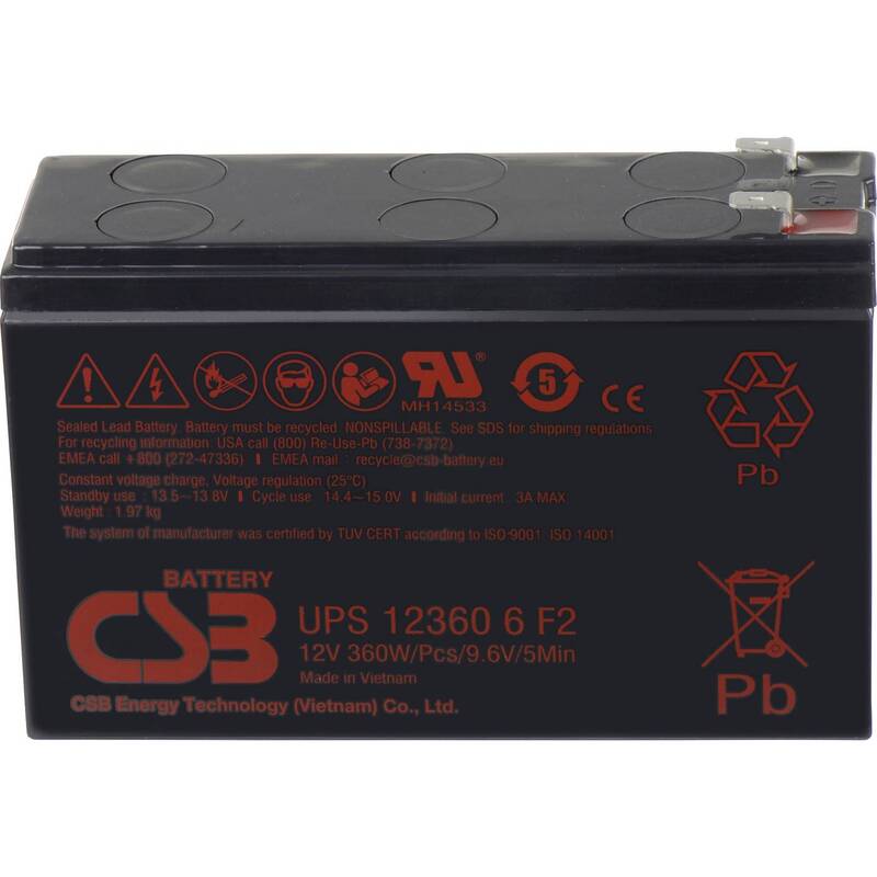 [neuwertig] B-ware Csb Bleiakku Ups 123606f1f2 Agm 12v 7ah Wartungsfrei Flachste 151x99x51mm