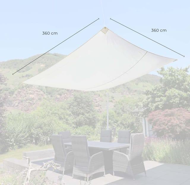 Go-de - Sonnensegel 360 X 360 Cm Quadratisch Uv-schutz 50+ Sonnenschutz