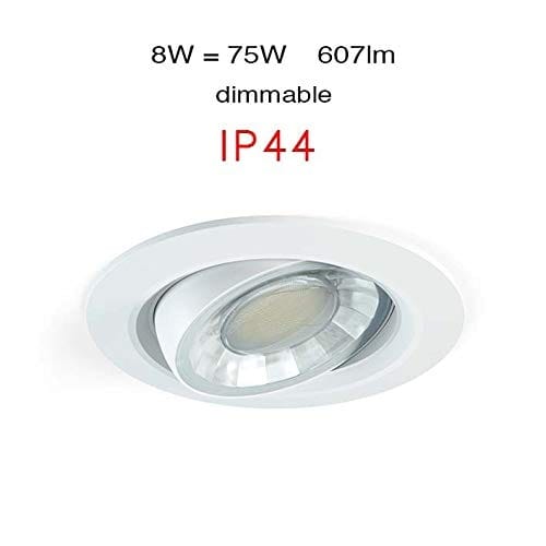 Verstellbarer, Runder Led-einbaustrahler, Dimmbar, 8 W, Ip44, 3000 K