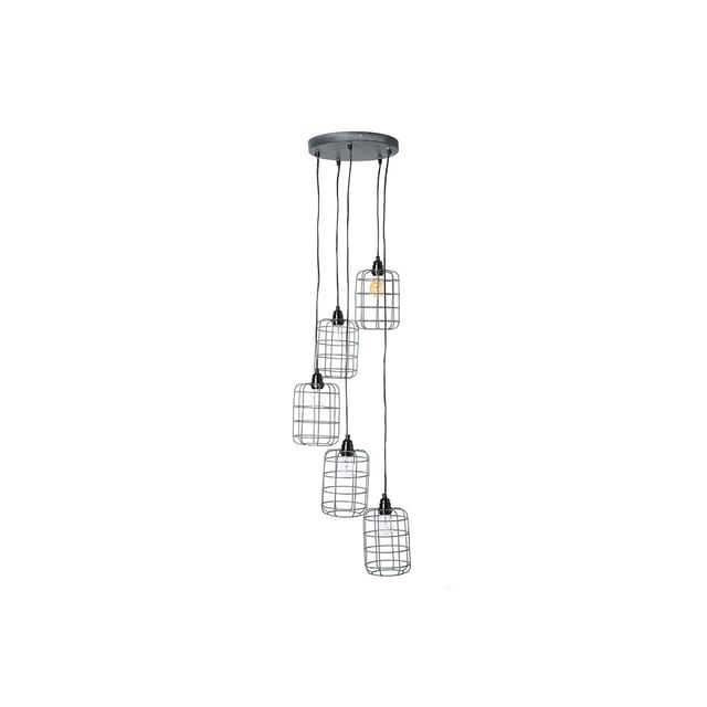 Industrial-pendelleuchte Aus 5 Gestuften Lampen Aus Patiniertem Metall Mit Antik-effekt Loft
