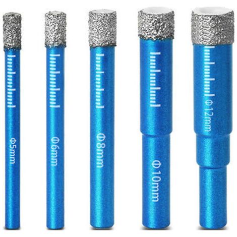 5-teiliges Diamantbohrer-set – Diamantbohrer Für Glas, Größen 5 Mm, 6 Mm, 8 Mm, 10 Mm Und 12 Mm, Vakuumgelötet Für Trockenbohren, Granit, Keramik, Marmor, Fliesen, Stein, Av-kompatibel