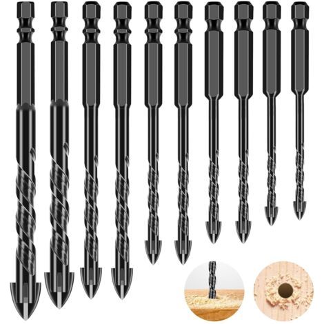 10-teiliges Fliesenbohrer-set Mit Sechskantschaft, Universeller Keramikbohrer, Glasbohrer, Steinbohrer-set, Glas, Beton, Wand, Ø 3–12 Mm
