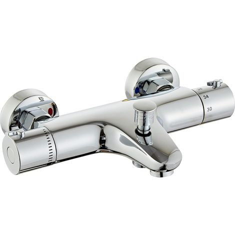 Thermostat-badewannen-mischbatterie, Wasserfall-auslauf, Messing-thermostat-badewannen-mischbatterie, Mit 38 °c-sicherheitsknopf, Chrom-thermostat-duscharmatur, Badewannen-installation