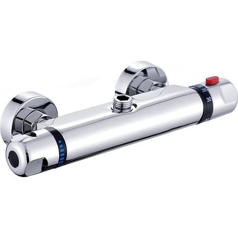 Wandmontierter Thermostatischer Duschmischer, Verchromter Badewannenmischer, Badezimmermischer