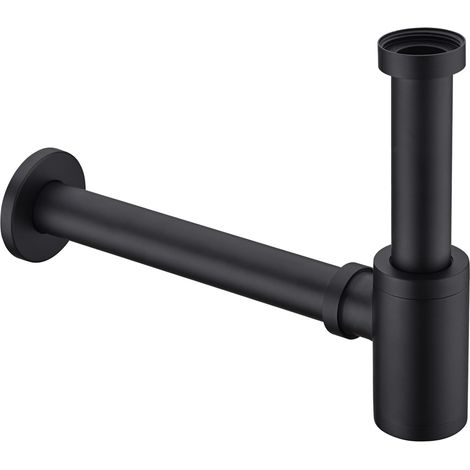 Waschbeckenabfluss Aus Messing Mit P-siphon Und 1,25" Verstellbarem Gleitgelenk, Dekorativer Wandablauf, Mattschwarz