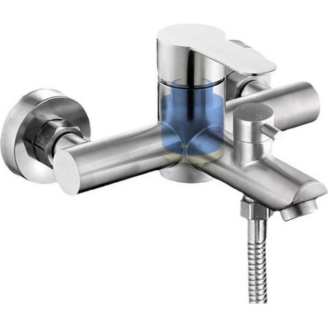 Wannen-/brausebatterie Zur Wandmontage – Einhebelmischer, 2 Wasserauslässe – Badewannenarmatur, Silber