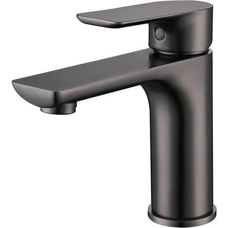 Grauer Wasserhahn Aus Edelstahl, Waschtischarmatur, Abfluss Für Heißes Und Kaltes Wasser, Mit 60 Cm Langem Wasserzulaufschlauch