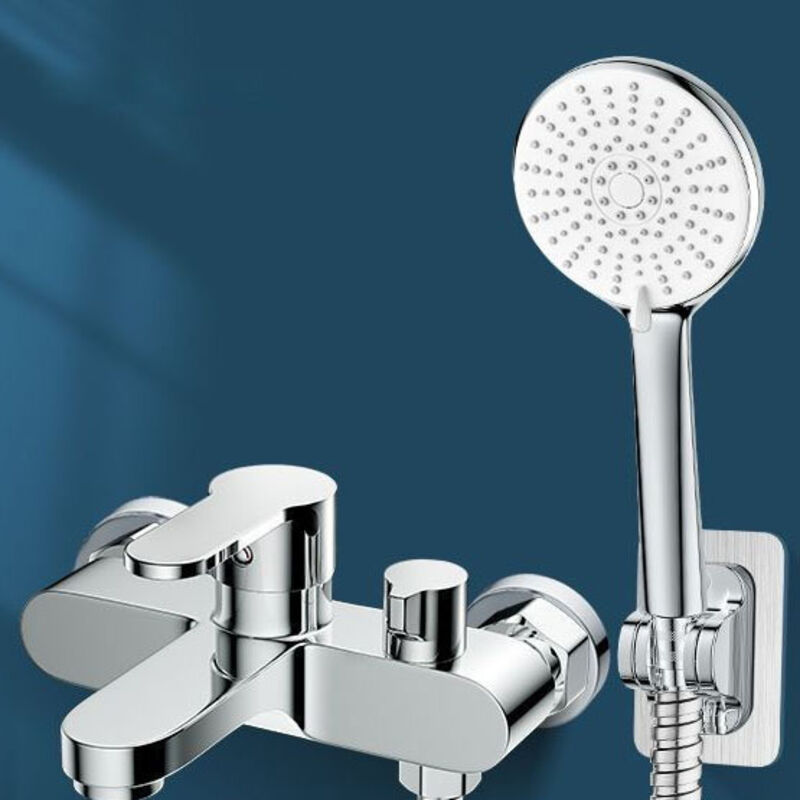 Wannen-brausebatterie Mit Handbrause, Wannen-brausebatterie, Zwei Abgänge, Einhebel-wannen-brausebatterie Mit Handbrause, Halterung, 1,5 M Flexibler Schlauch, Silber