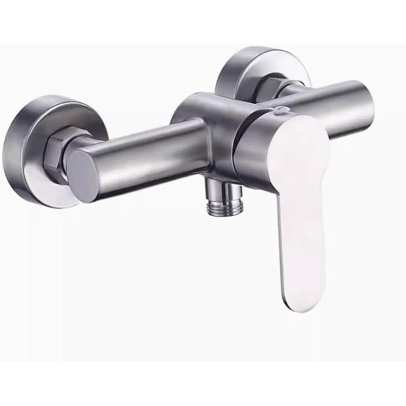 4-loch-duscharmatur, Gebürsteter Edelstahl Mit Umsteller, Wandmontage-badezimmerarmatur Für Badewanne, Dusche Und Bidet, Innen-/außenbereich, Silber