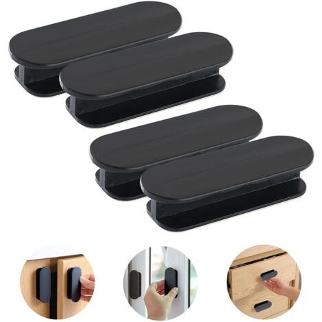 Selbstklebende Schwarze Türgriffe, 4er-set. Griffe Für Glastüren, Schubladen Und Kunststofffenster
