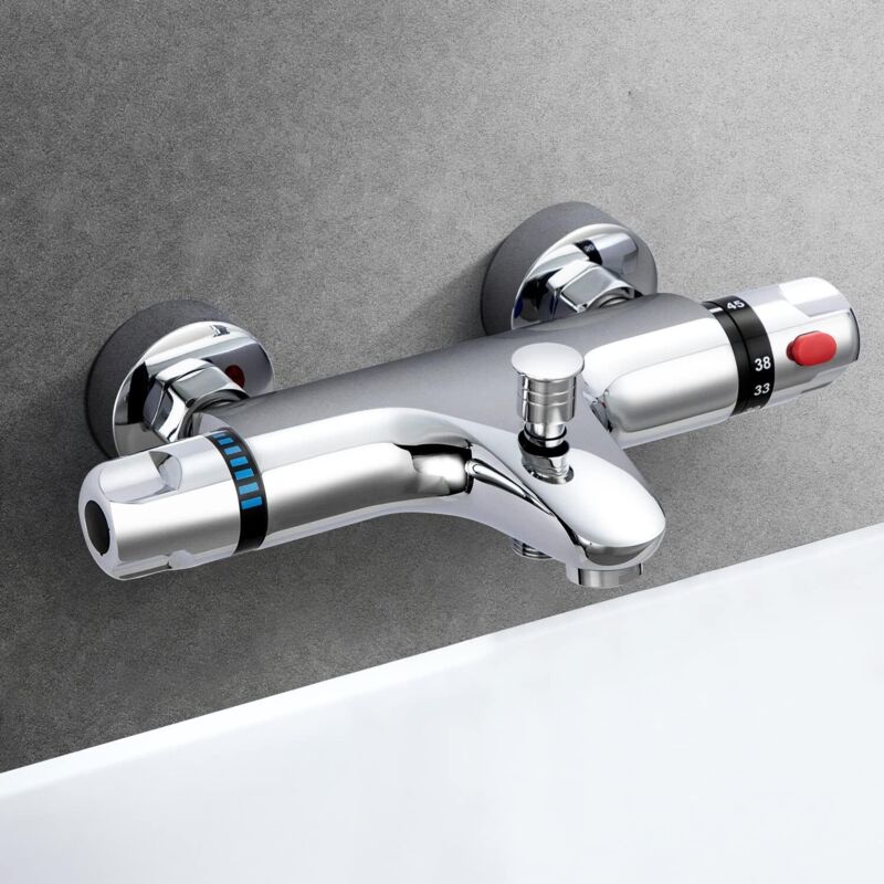 Thermostat-brausebatterie, Kupfer-thermostat-wannenbatterie, Sicherheitsabschaltung 38°c, Thermostat-brausebatterie Mit Top-funktion, Thermostat-brausebatterie Mit Zwei S