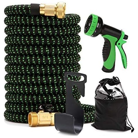 Dehnbarer, Flexibler Und Knickfester Gartenschlauch Mit Messinganschluss Und Doppeltem Latexkern, Ideal Zum Bewässern Von Pflanzen, Zum Waschen Von Autos Und Zum Reinigen Von Balkonen.