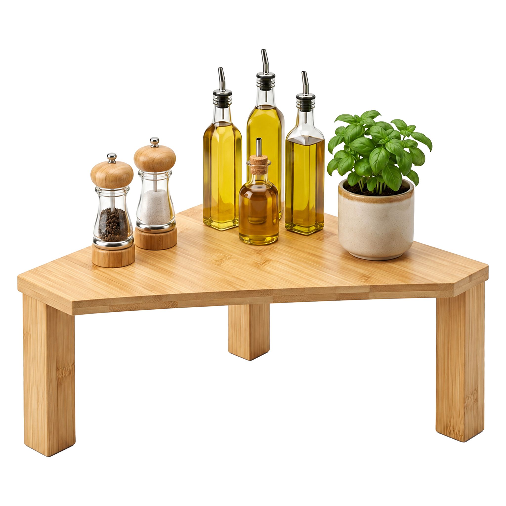 Relaxdays Arbeitsplatten-regal, 1 Ebene, Hxbxt: 15 X 30 X 30 Cm, Kleines Eckregal, Küche & Bad, Bambus, Natur