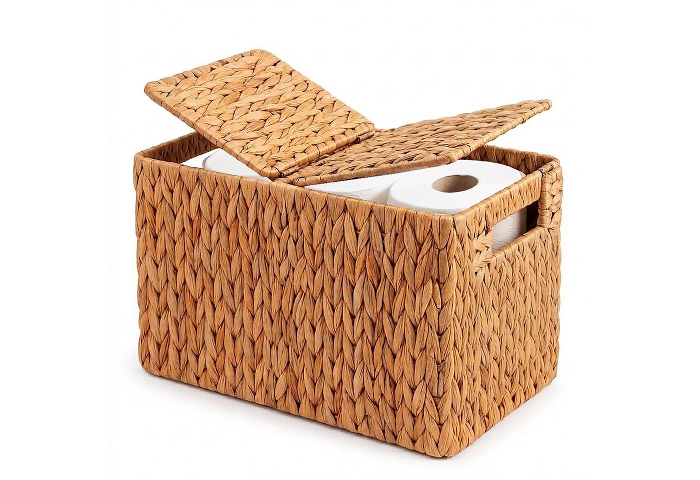 Relaxdays Toilettenpapier Aufbewahrung, 6 Rollen, Hxbxt: 27 X 40 X 16,5 Cm, Wasserhyazinthe, Reserverollenhalter, Natur