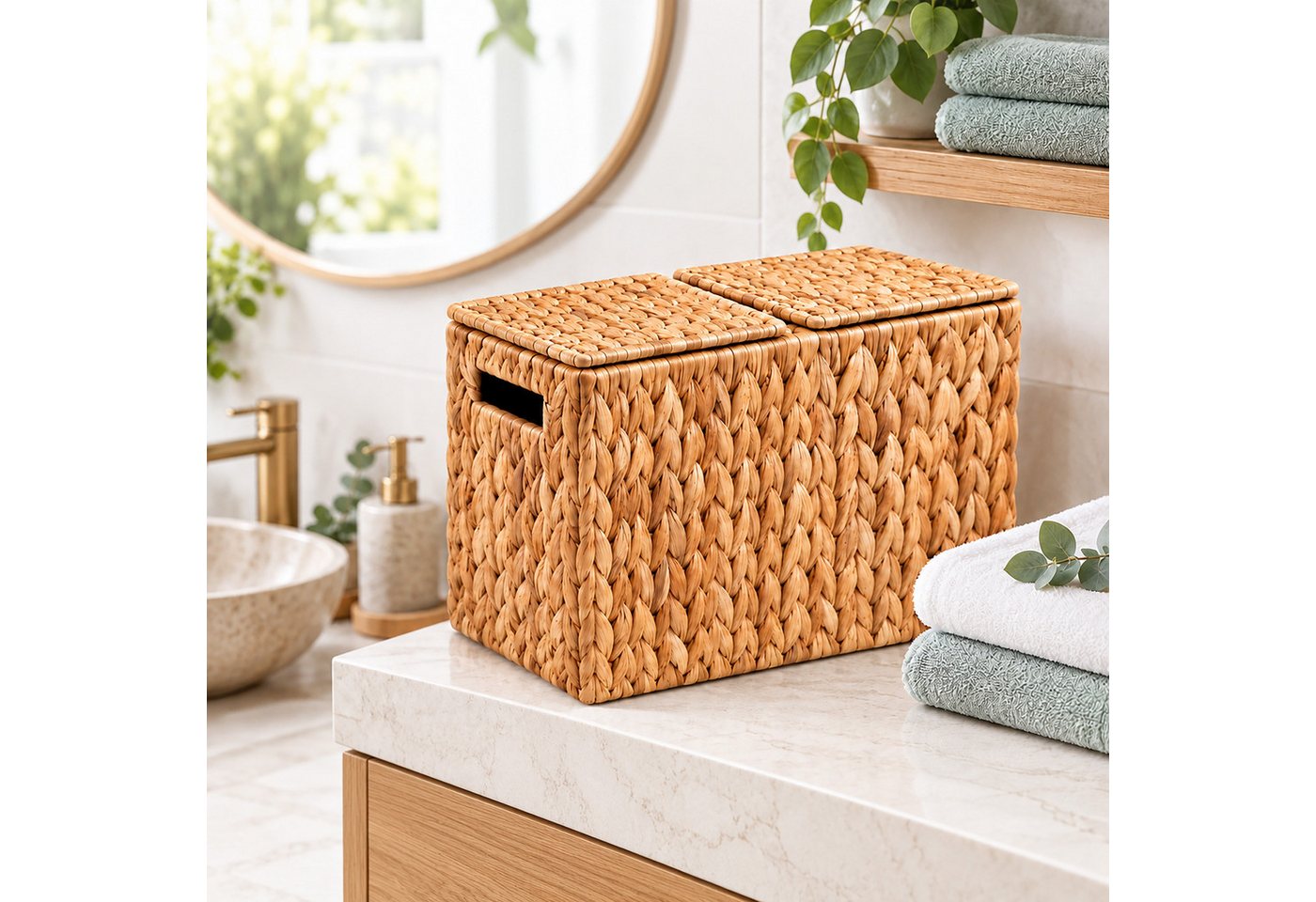 Relaxdays Toilettenpapier Aufbewahrung, 6 Rollen, Hxbxt: 27 X 40 X 16,5 Cm, Wasserhyazinthe, Reserverollenhalter, Natur Bild 4