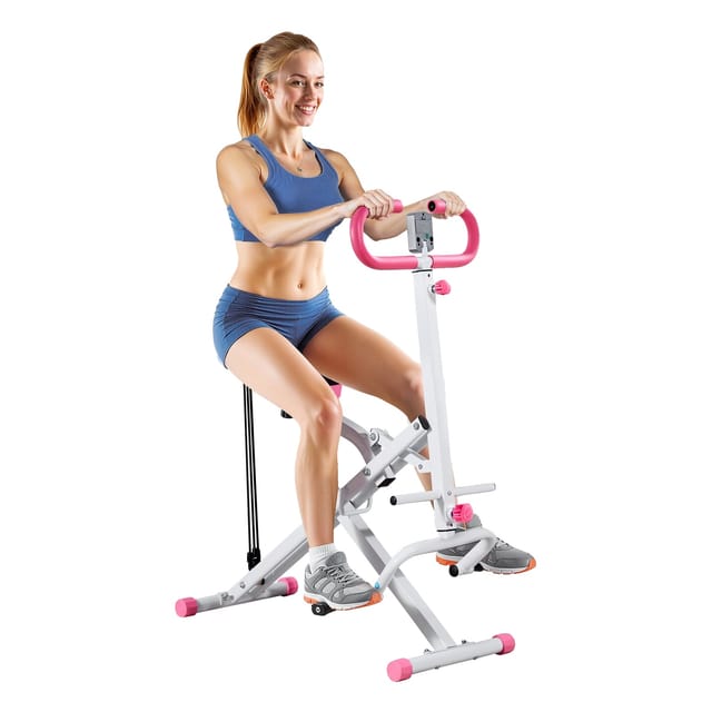 Vevor Kniebeugenmaschine, Rudergerät, Klappbar, Gesäß- Und Beintraining, 3 Widerstandsbänder, Schwarz, 3 Pinkfarbene Seile