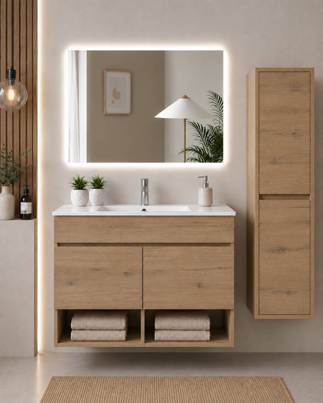 Badmöbel Hängend Mit Waschbecken Extra Flach Origenbath Nebari Mit Türen Ohne Spiegel 90x40 Cm Estepa Mit Säule