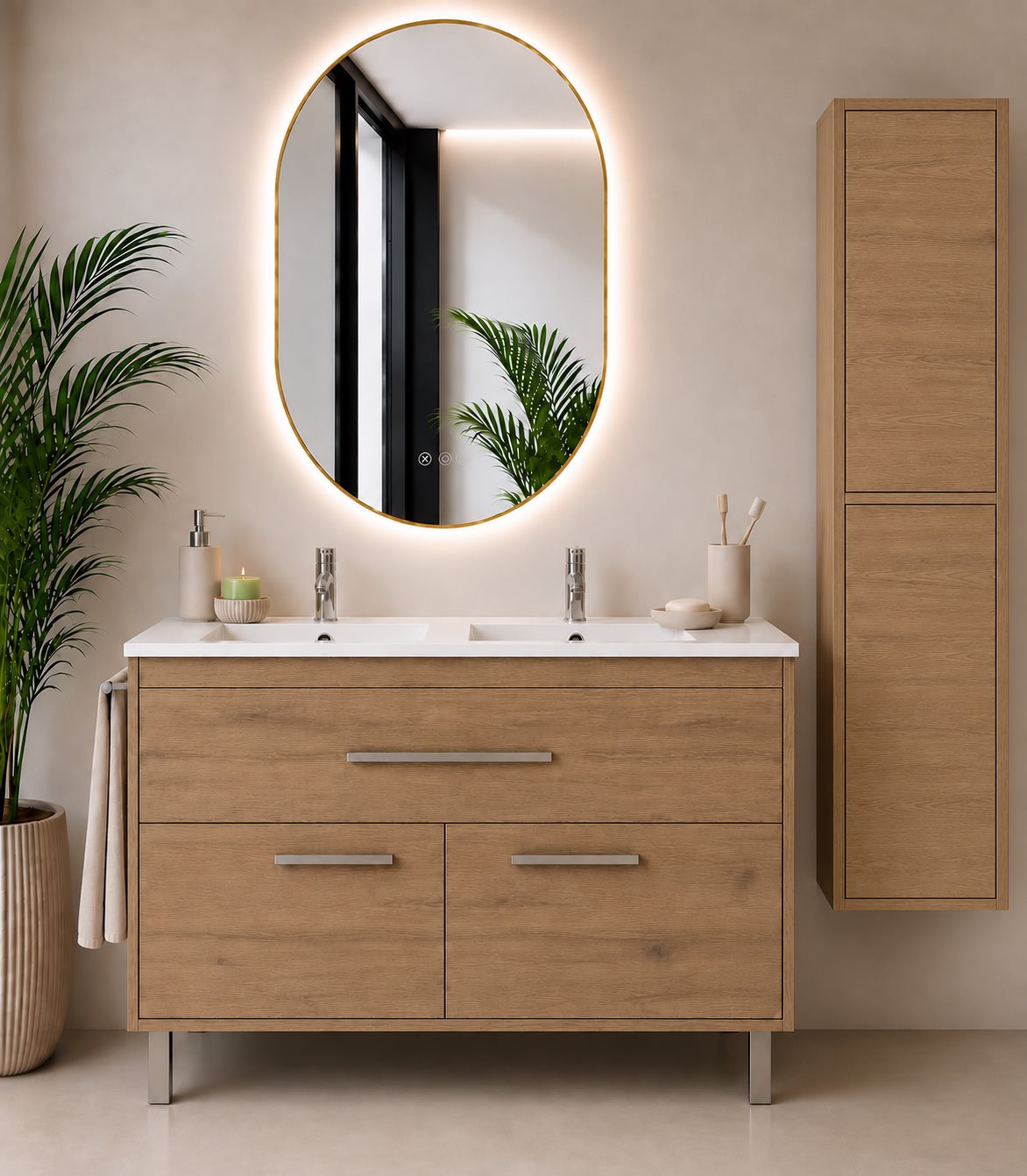 Badmöbel Mit Waschbecken Origenbath Bahia Ohne Spiegel 120x45 Cm Doppelwaschbecken Estepa Mit Säule