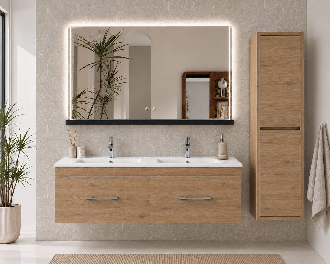 Badmöbel Mit Waschbecken Origenbath Florencia Ohne Spiegel 120x45 Cm 2 Senos Estepa Mit Säule