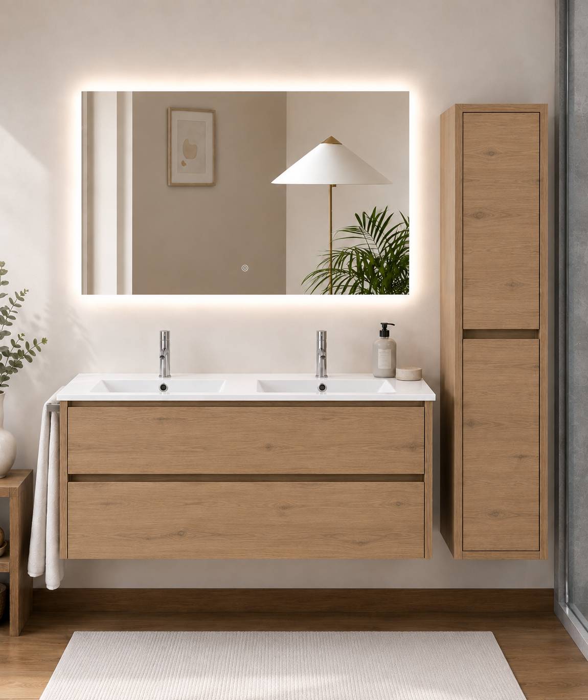 Badmöbel Mit Waschbecken Origenbath Ibiza Ohne Spiegel 120x45 Cm Doppelwaschbecken Estepa Mit Säule