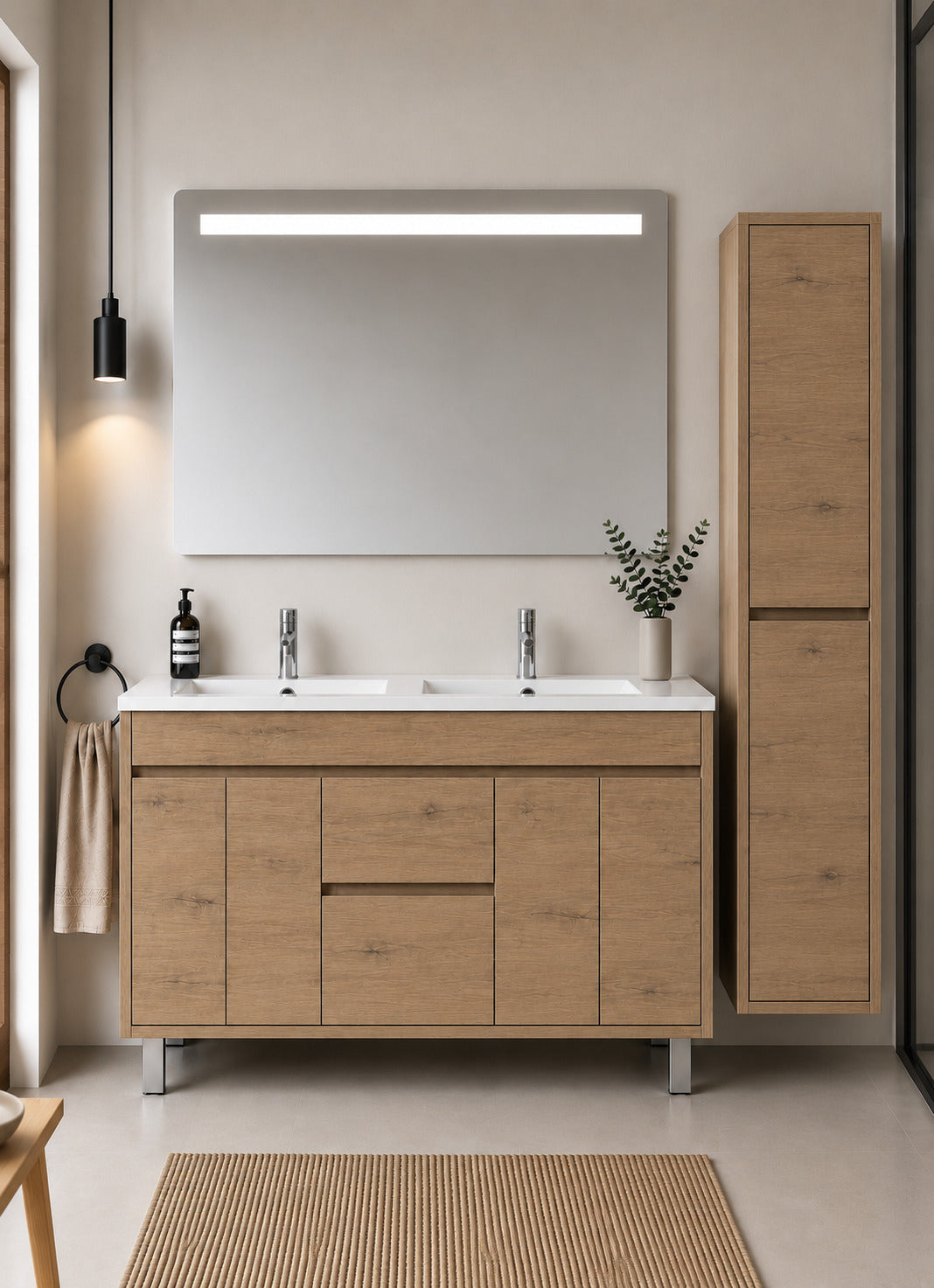 Badmöbel Mit Waschbecken Origenbath Isquia Ohne Spiegel 120x45 Cm Doppelwaschbecken Estepa Mit Säule