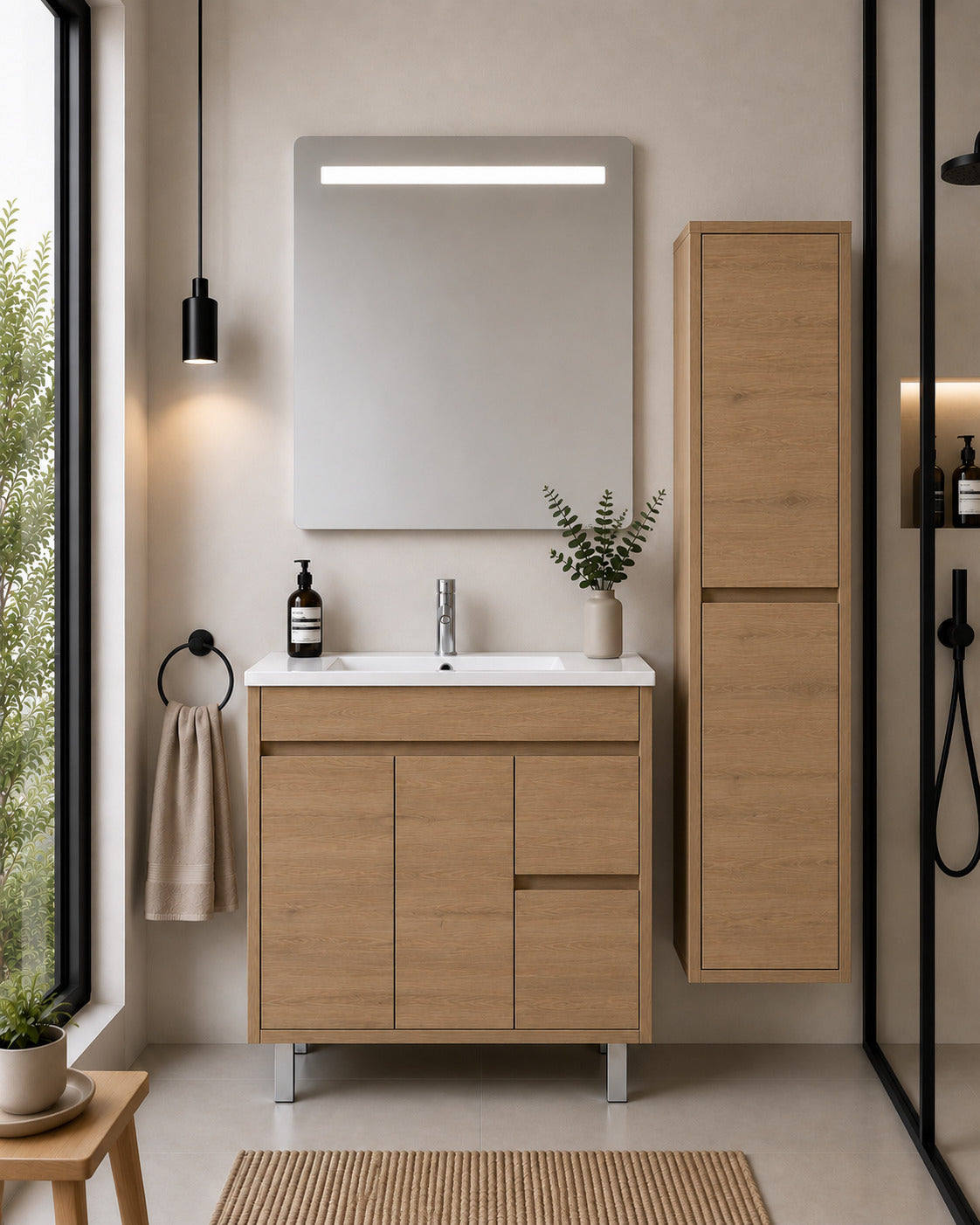 Badmöbel Mit Waschbecken Origenbath Isquia Ohne Spiegel 80x45 Cm Estepa Mit Säule