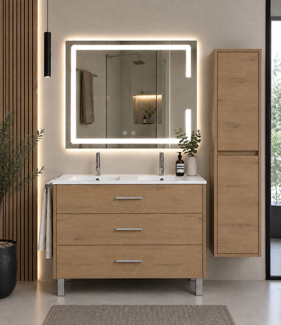 Badmöbel Mit Waschbecken Origenbath Ribera Ohne Spiegel 120x45 Cm Doppelwaschbecken Estepa Mit Säule
