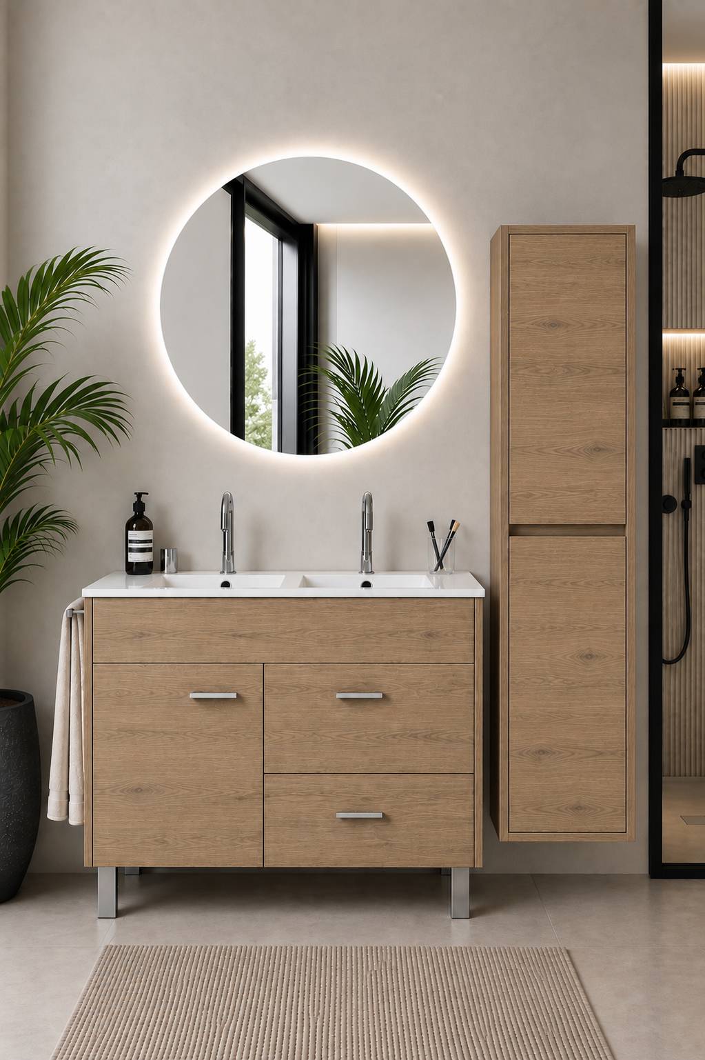Badmöbel Mit Waschbecken Origenbath Samos Ohne Spiegel 120x45 Cm Doppelwaschbecken Estepa Mit Säule