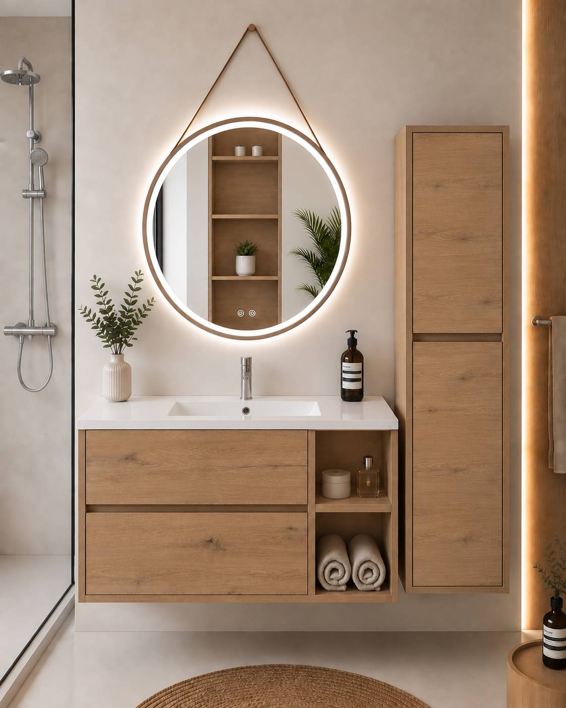 Badmöbel Mit Waschbecken Origenbath Zeus Ohne Spiegel 120x45 Cm 1 Becken Rechts Estepa Mit Säule