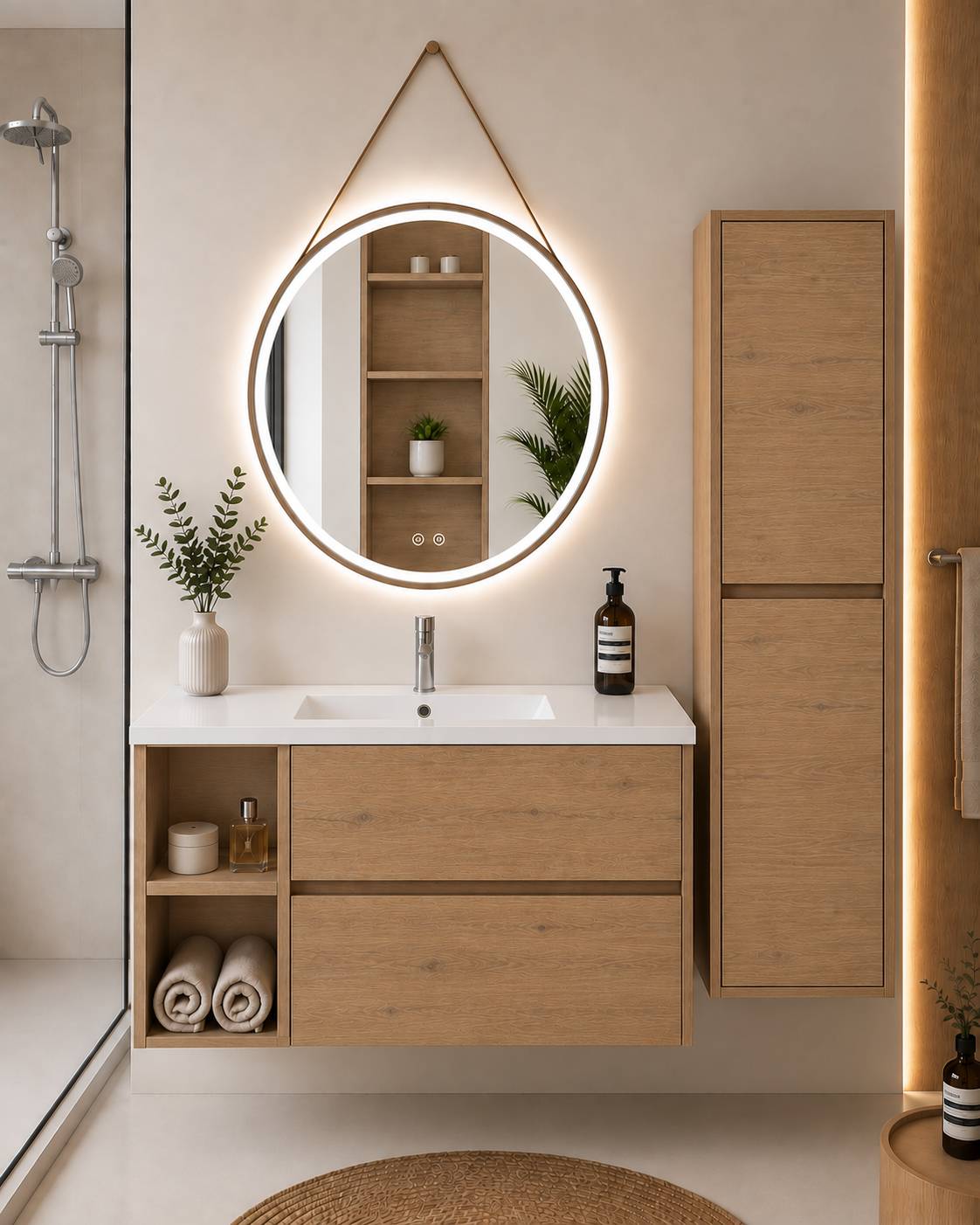 Badmöbel Mit Waschbecken Origenbath Zeus Ohne Spiegel 90x45 Cm Links Estepa Mit Säule
