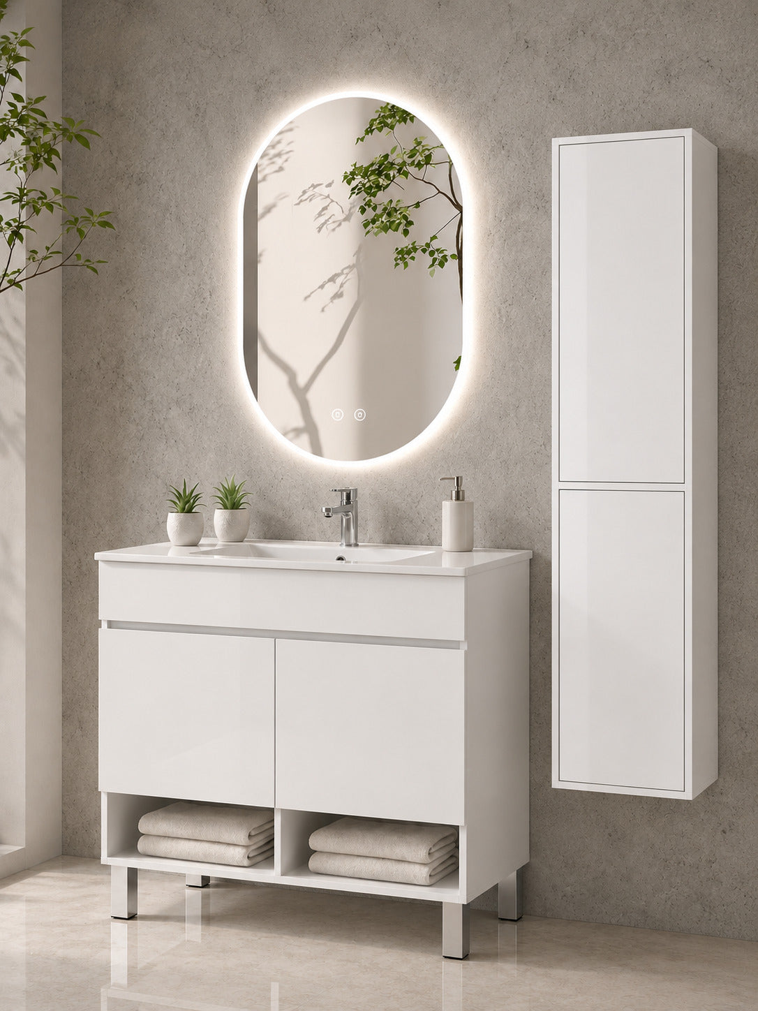 Badmöbel Mit Füßen Mit Waschbecken Extra Flach Origenbath Nebari Mit Füßen Und Türen Ohne Spiegel 70x45 Cm Weiß Mit Säule