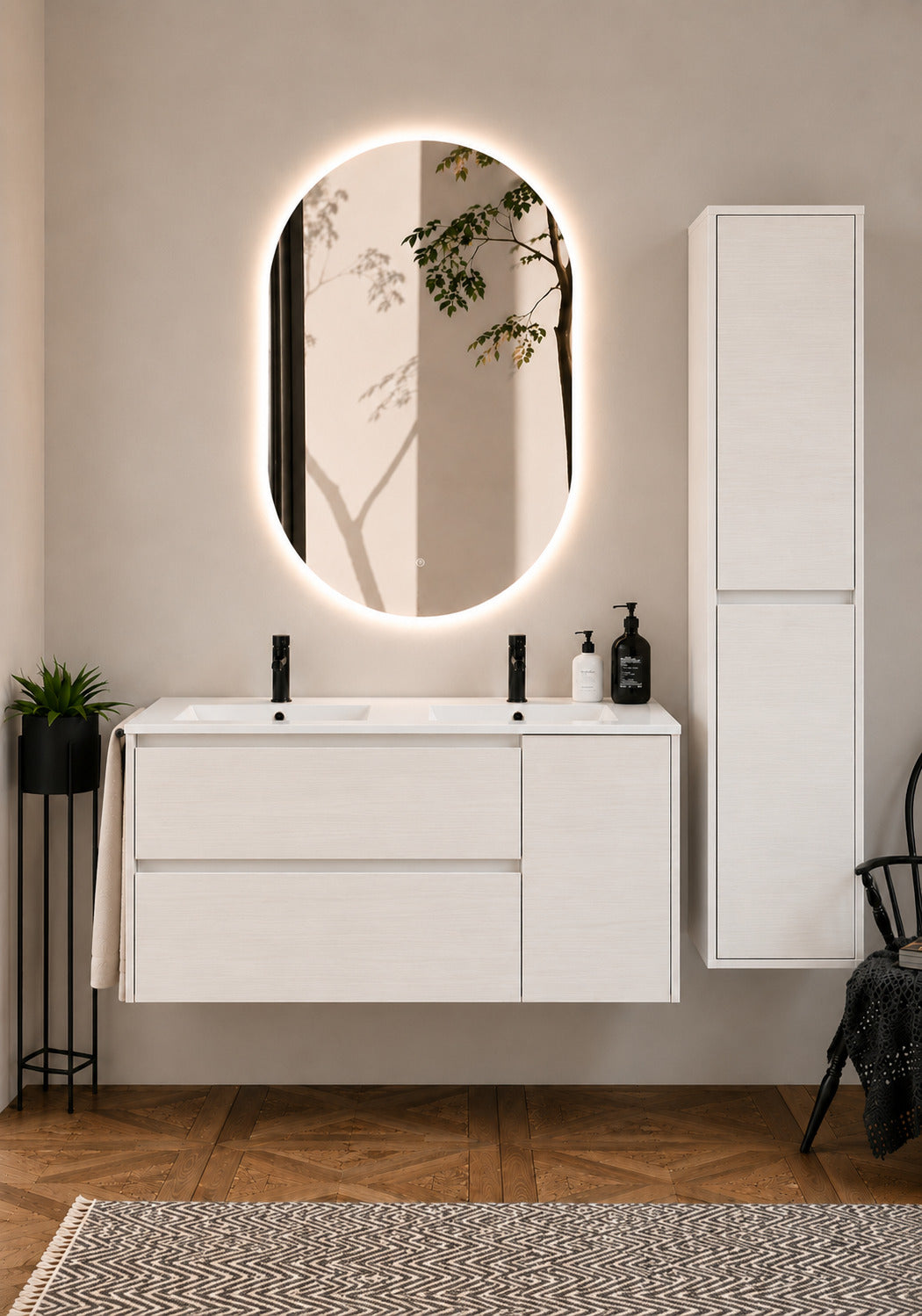 Badmöbel Mit Waschbecken Origenbath Itaca Ohne Spiegel 120x45 Cm Doppelwaschbecken Nordisch Weiß Mit Säule
