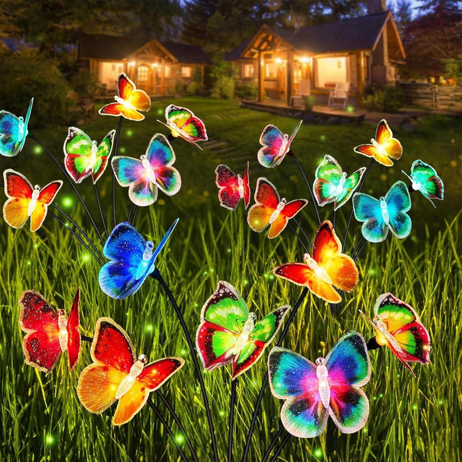 Set Mit 2 Solar-gartenlaternen Für Den Außenbereich Mit 3000k Led-lichterkette, 3 Modi, Zum Aufhängen, Ip55 Wasserdicht