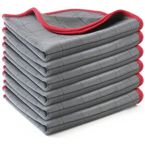 Set Mit 6 Carbon-mikrofasertüchernstreifenfreie Reinigung Von Oberflächenwaschbar Und Wiederverwendbar40 X 50 Cmrot