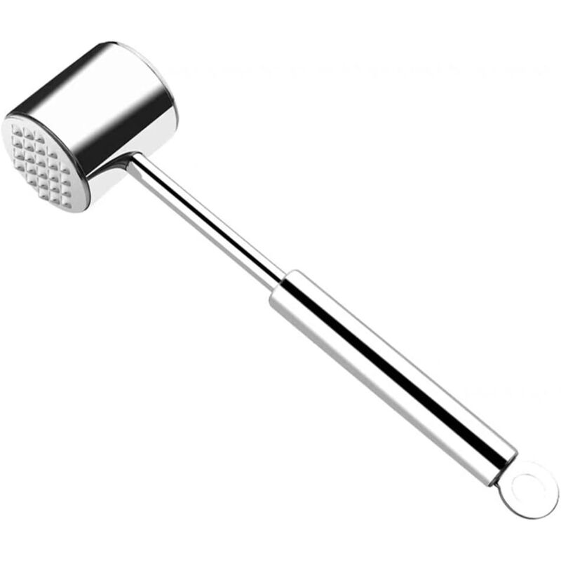 Silver – Professioneller Fleischklopfer Aus Edelstahl 304, Doppelseitiger Fleischklopferhammer, Ideal Für Schnitzel, Steaks Und Rindfleisch, 26 Cm Lang, 1 Stück