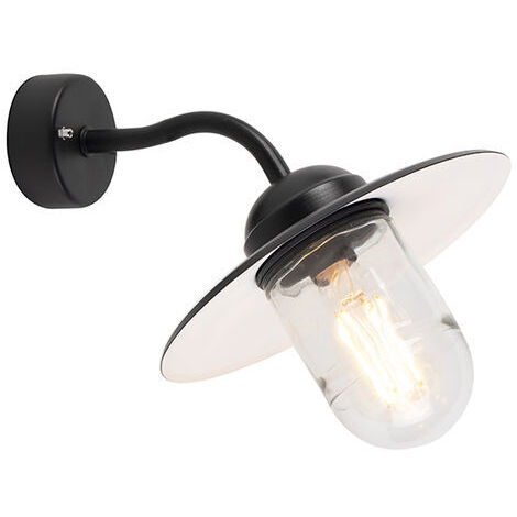Qazqaaußenwandleuchte Mit 1 Leuchtelänge 260 Mme27 Basisip44kompatibel Mit Led- Und Halogenlampenrustikale Schwarze Oberfläche