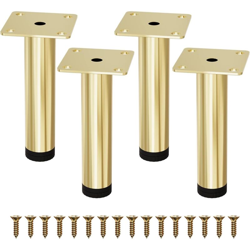 5-zoll-goldmöbelbeineset Mit 4 Verstellbaren Metallbeinen Für Kommode, Kleiderschrank, Sofa, Tischschnelle Installation