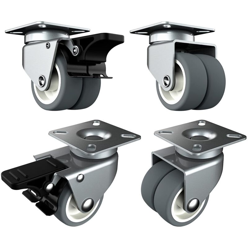 Schwerlastrolle 50 Mmkapazität 400 Kg360° Drehbare Platterutschfestes Tprsatz Mit 4 Rollen (2 Mit Bremsen, 2 Ohne)