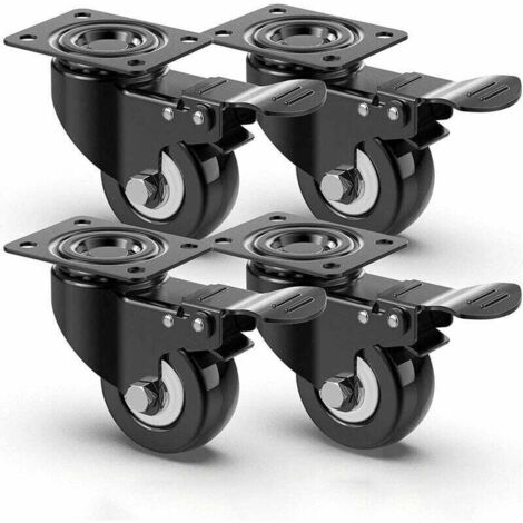 50-mm-lenkrollen Mit Geräuschdämpfung, Möbelrollen Mit Bremse, Schwerlastrollen, 400 Kg Tragfähigkeit, Rollen Für Den Transport Von Möbeln Auf Paletten (schwarz)