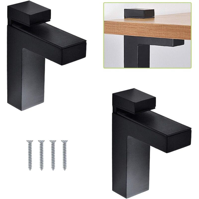 Set Mit 2 Verstellbaren Schwarzen Glasklemmenmassive Metall-wandhalterungen Für Regale Mit Einer Dicke Von 5 Bis 30 Mmkorrosionsschutzlackierung