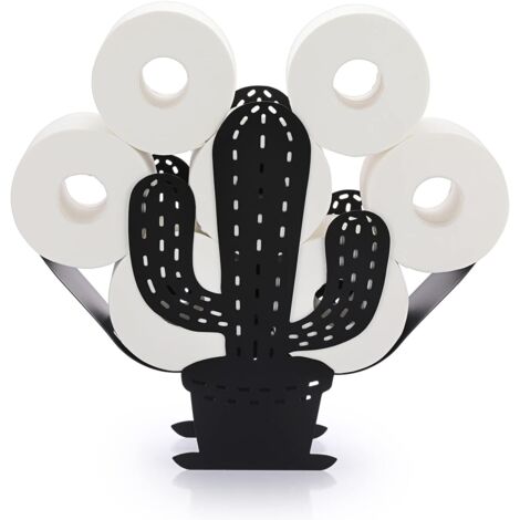 Toilettenpapierrollenhalter, Papieraufbewahrung Aus Metall, Kaktusform Fürs Badezimmer (schwarz)
