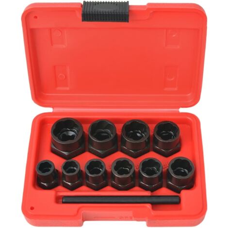 Vidaxl11-teiliges Set Zum Ausreißen Beschädigter Bolzenhochwertiger Stahl9 Bis 19 Mm Steckschlüsselstabile Aufbewahrungsbox